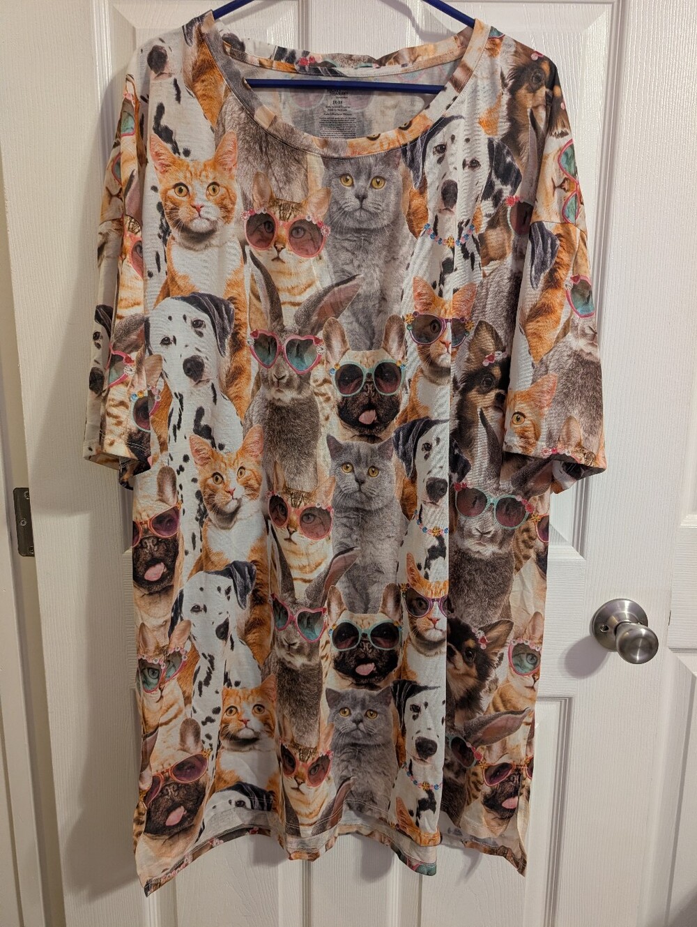Secret Treasures Size 2X-3X Nightgown Dogs Cats Rabbit Short Sleeve Lightweight